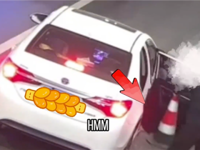 啥便宜都占 男子高速上停车顺走锥桶：只为在小区占车位用 ！