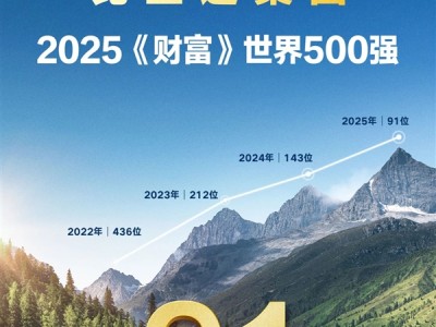 比亚迪迈入全球百强！跃居2025《财富》世界500强第91位 !