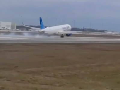 美联航一载206人的客机降落太猛 前轮直接脱落 ！