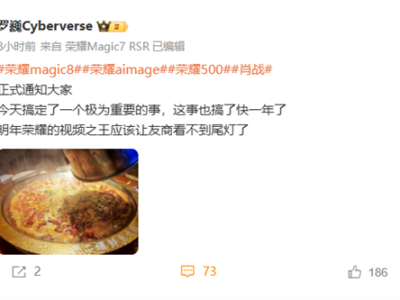 荣耀罗巍预告“视频之王”：应该让友商看不到尾灯 明年和大疆扳扳手腕 ！