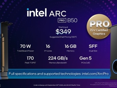 Intel专业显卡锐炫Pro B50正式发布！售价349美元 !