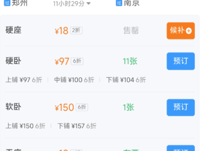 反向春运低价火车票来了！郑州到南京18元、苏州到上海8元 ！