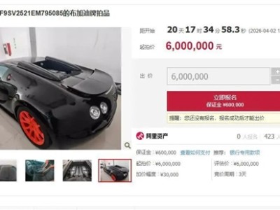 布加迪威航跑车被拍卖：600万起拍 强调不可上牌不得上路 全球限量仅8台 !