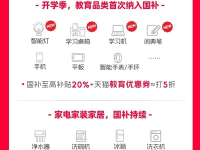 天猫官宣第三波国补来了：手机数码继续 首次纳入智能灯等教育品类 !